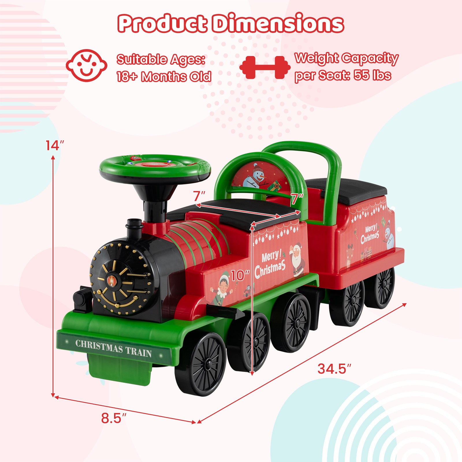 6V Toddler Ride On Train Combo: Track Ride & 2-Seater Carriage Set, Green Powered Ride On Toys at Gallery Canada