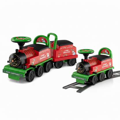 6V Toddler Ride On Train Combo: Track Ride & 2-Seater Carriage Set, Green Powered Ride On Toys at Gallery Canada