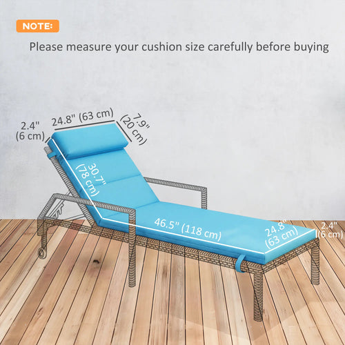 Patio Chaise Lounge Chair Cushions, Set of 2, Turquoise