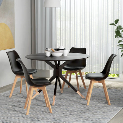 Modern Dining Table Chairs Set of 4, Rubber Wood Kitchen Table Chairs with PU Leather Cushion for Living Room, Bedroom Bar Sets at Gallery Canada
