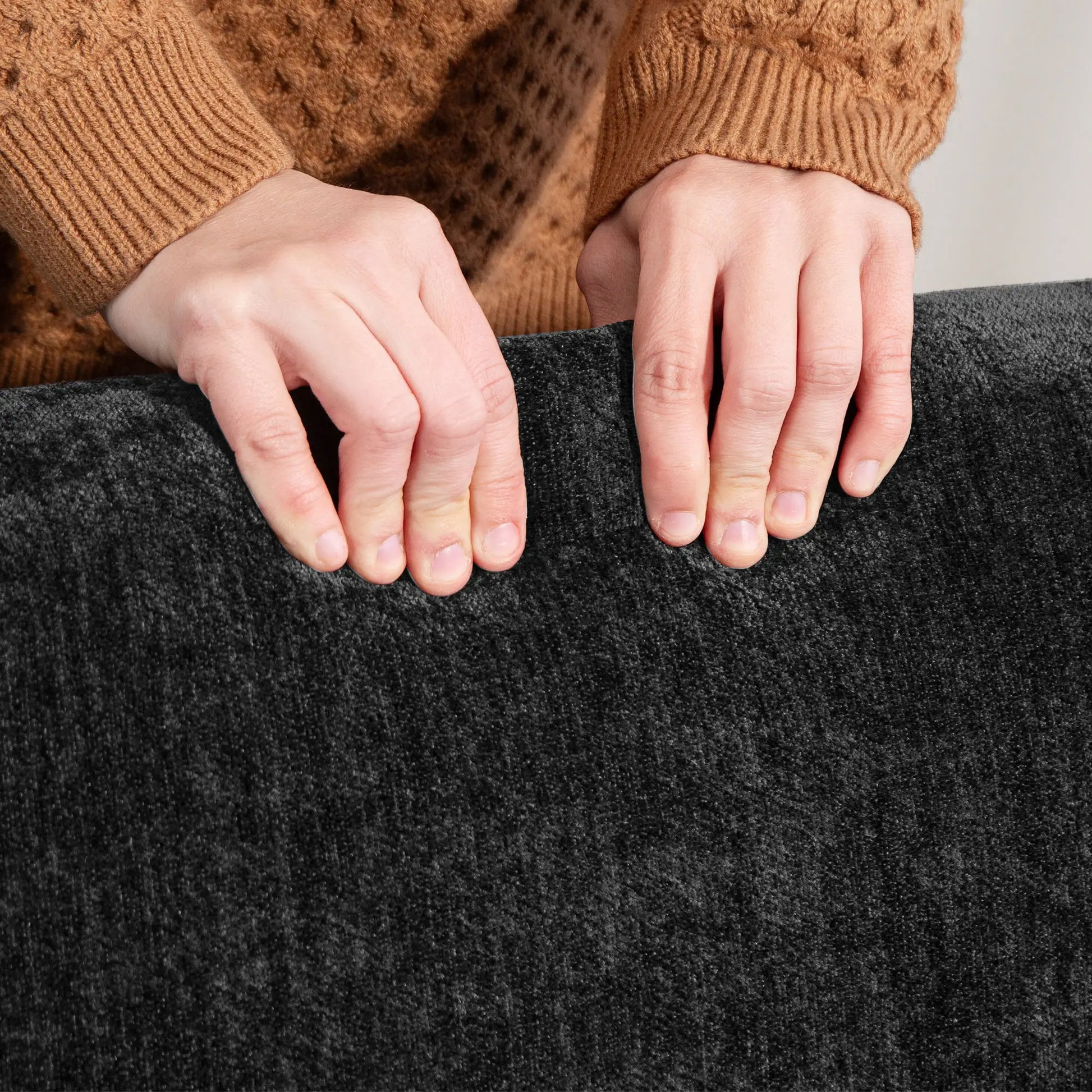 Velvet Fabric 2 Seater Sofa, Small Loveseat 8.3" Thick, Black 2-Seater Sofas at Gallery Canada