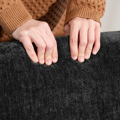 Velvet Fabric 2 Seater Sofa, Small Loveseat 8.3" Thick, Black 2-Seater Sofas at Gallery Canada