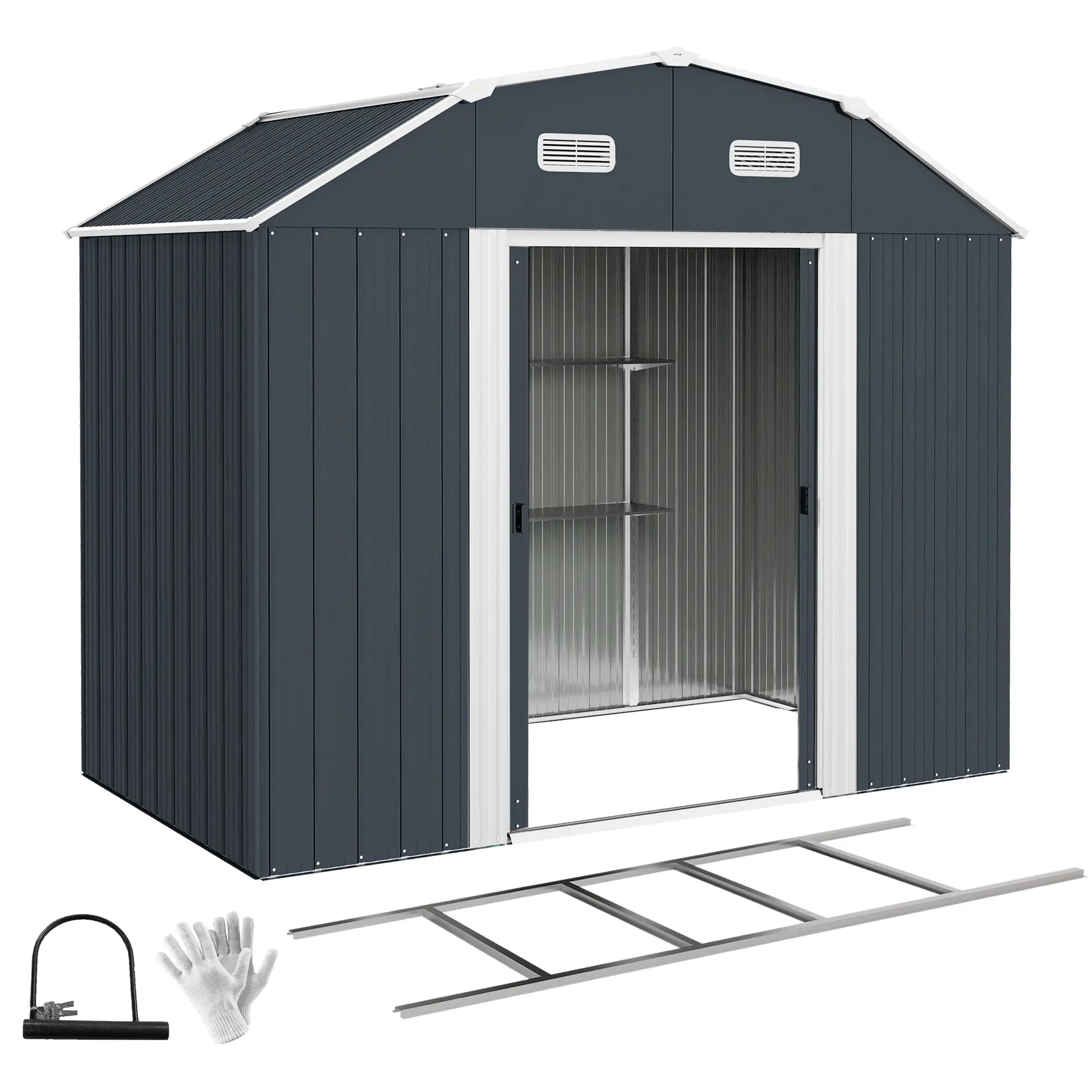 8' x 4' Galvanized Outdoor Storage Shed, Garden Shed, Adjustable Shelves Sheds at Gallery Canada