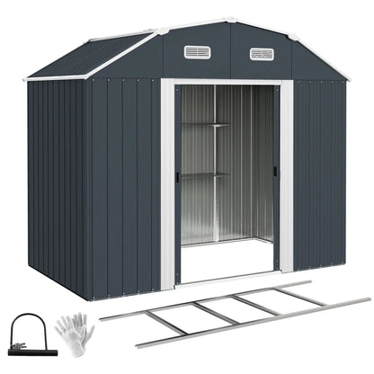 8' x 4' Galvanized Outdoor Storage Shed, Garden Shed, Adjustable Shelves Sheds at Gallery Canada