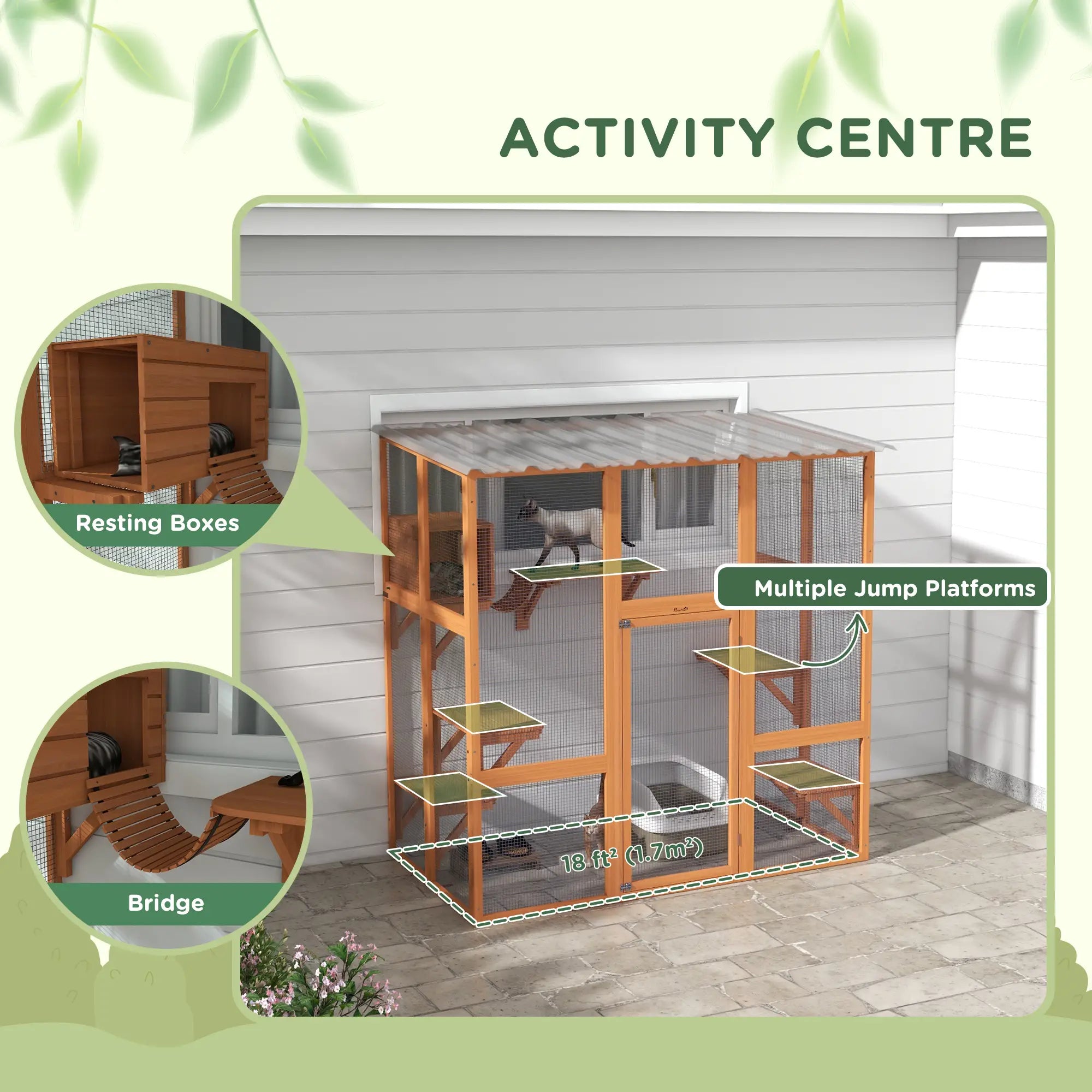Outdoor Cat Enclosure, Window Box, Weatherproof Roof, Bridge, Resting Box, Platforms, for 2 Kittens, Orange Outdoor Cat Enclosures at Gallery Canada