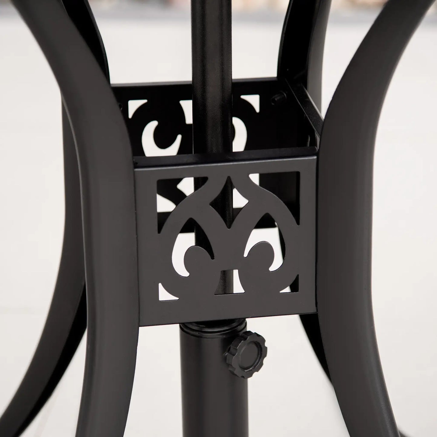 30-Inch Round Patio Dining Table, Umbrella Hole, Antique Cast Aluminum, Black Patio Side Tables at Gallery Canada