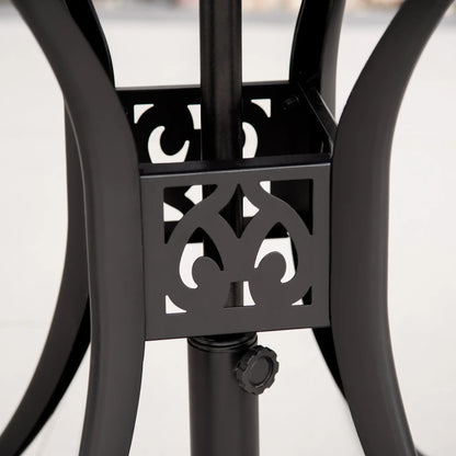 30-Inch Round Patio Dining Table, Umbrella Hole, Antique Cast Aluminum, Black Patio Side Tables at Gallery Canada