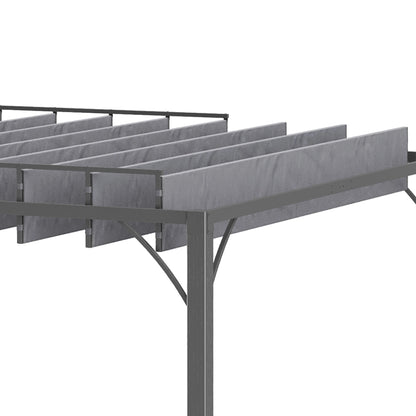 9.5' x 9.7' Outdoor Pergola, Retractable Roof, Aluminium Louvered Canopy, Grey Pergolas at Gallery Canada