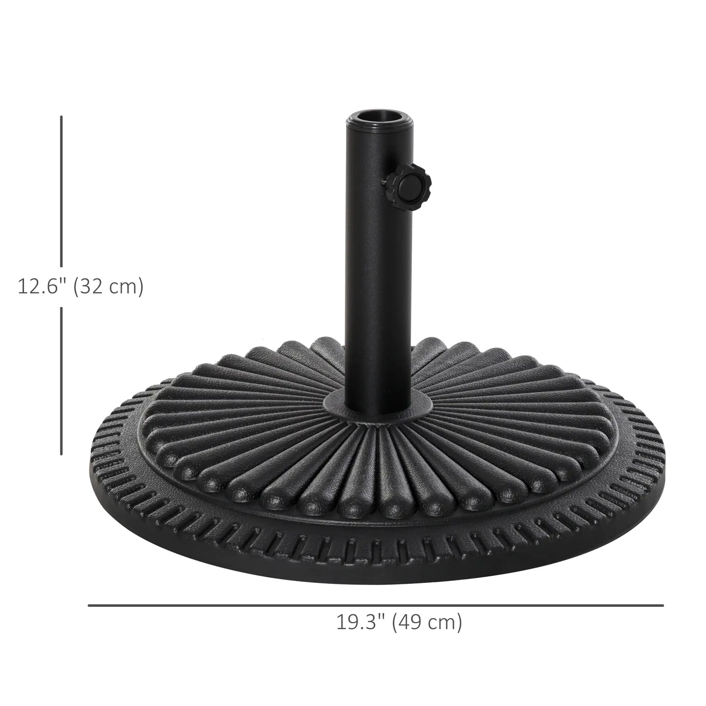 Round Cement Patio Umbrella Base Stand, Fits Φ1.4", Φ1.5", Φ2" Pole, Black Umbrella Bases at Gallery Canada