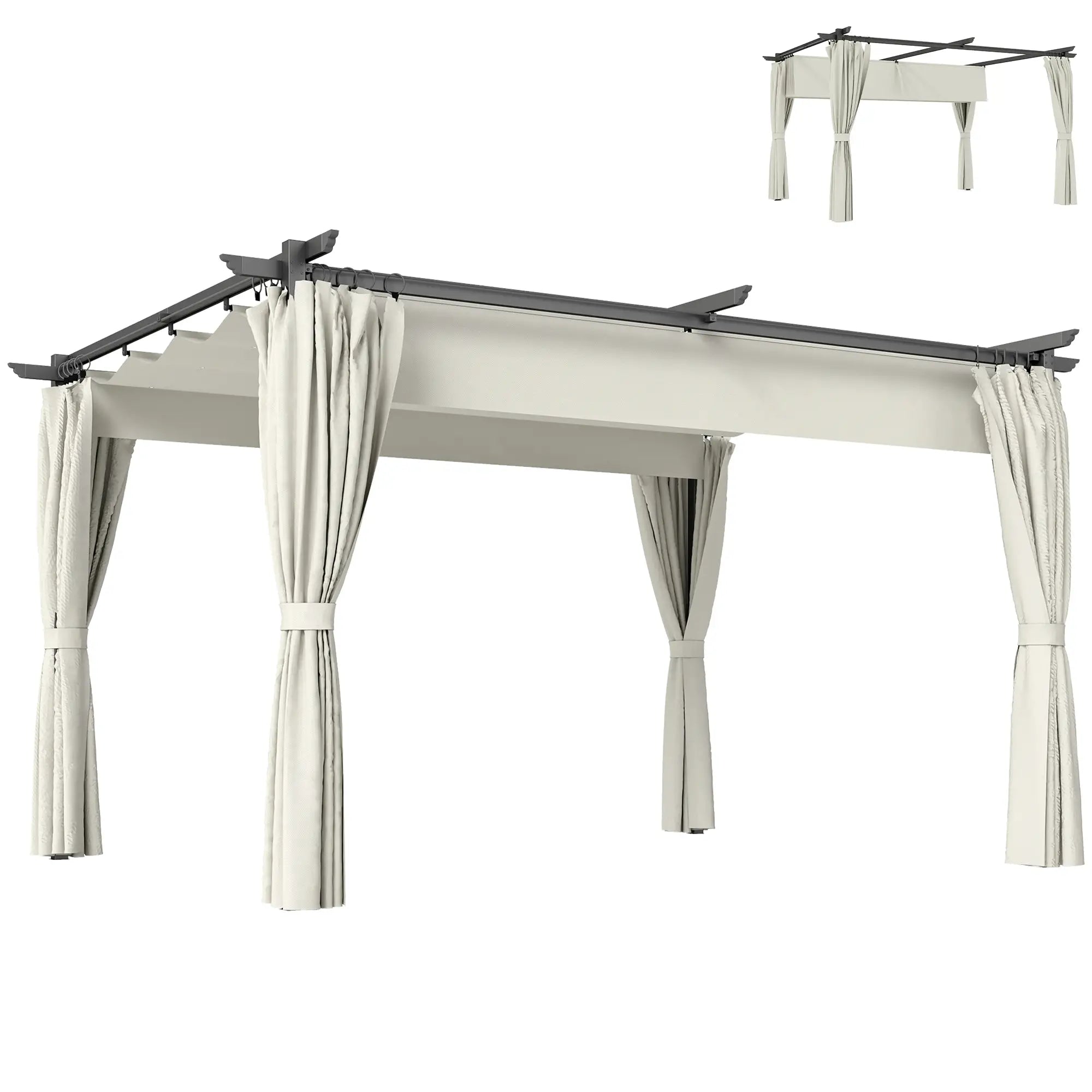 10' x 13' Pergola With Retractable Canopy, Curtains, UPF30+ Sun Shade Pergolas at Gallery Canada