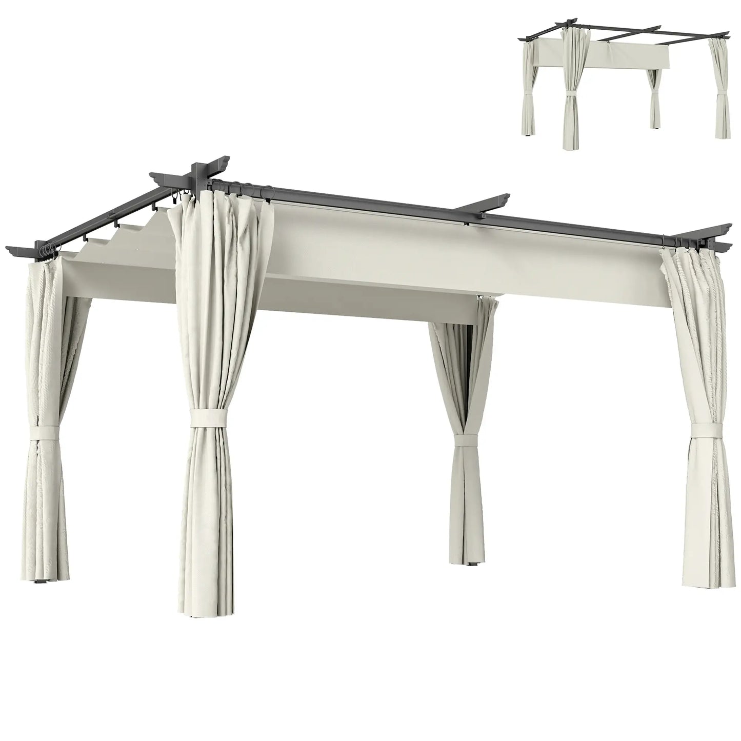 10' x 13' Pergola With Retractable Canopy, Curtains, UPF30+ Sun Shade Pergolas at Gallery Canada