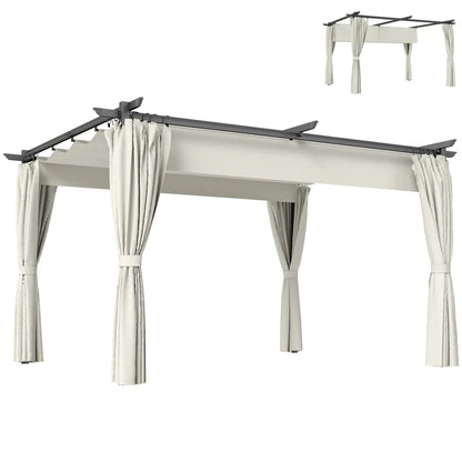 10' x 13' Pergola With Retractable Canopy, Curtains, UPF30+ Sun Shade Pergolas at Gallery Canada