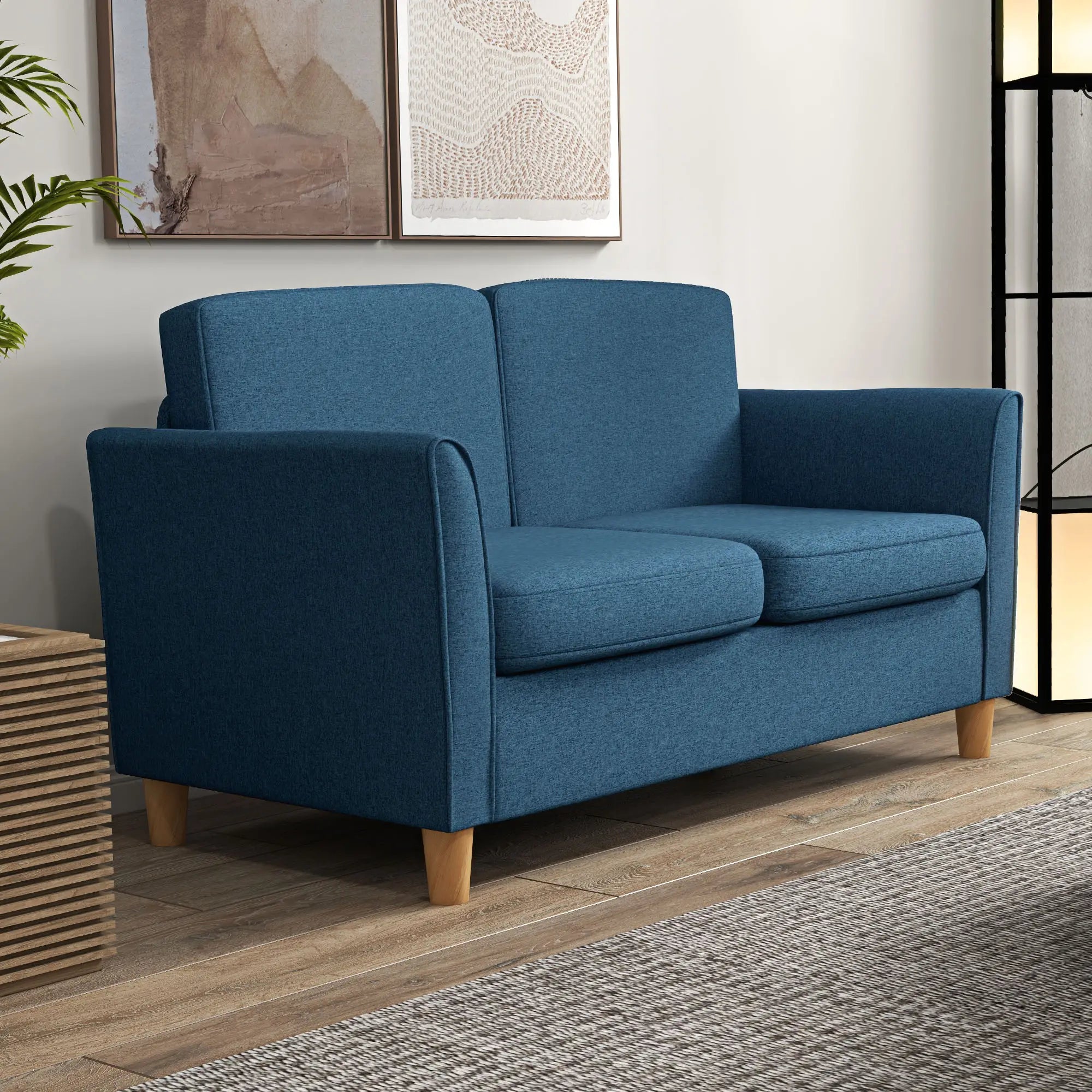 2-Seat Sofa with Armrests, Wood Legs, 2-Seater, Blue 2-Seater Sofas at Gallery Canada