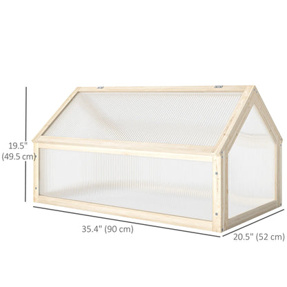 Wooden Cold Frame Greenhouse, Portable Raised Planter, Openable Top, 35.5" x 20.5" x 19.5", Natural Wood Raised Garden Beds at Gallery Canada