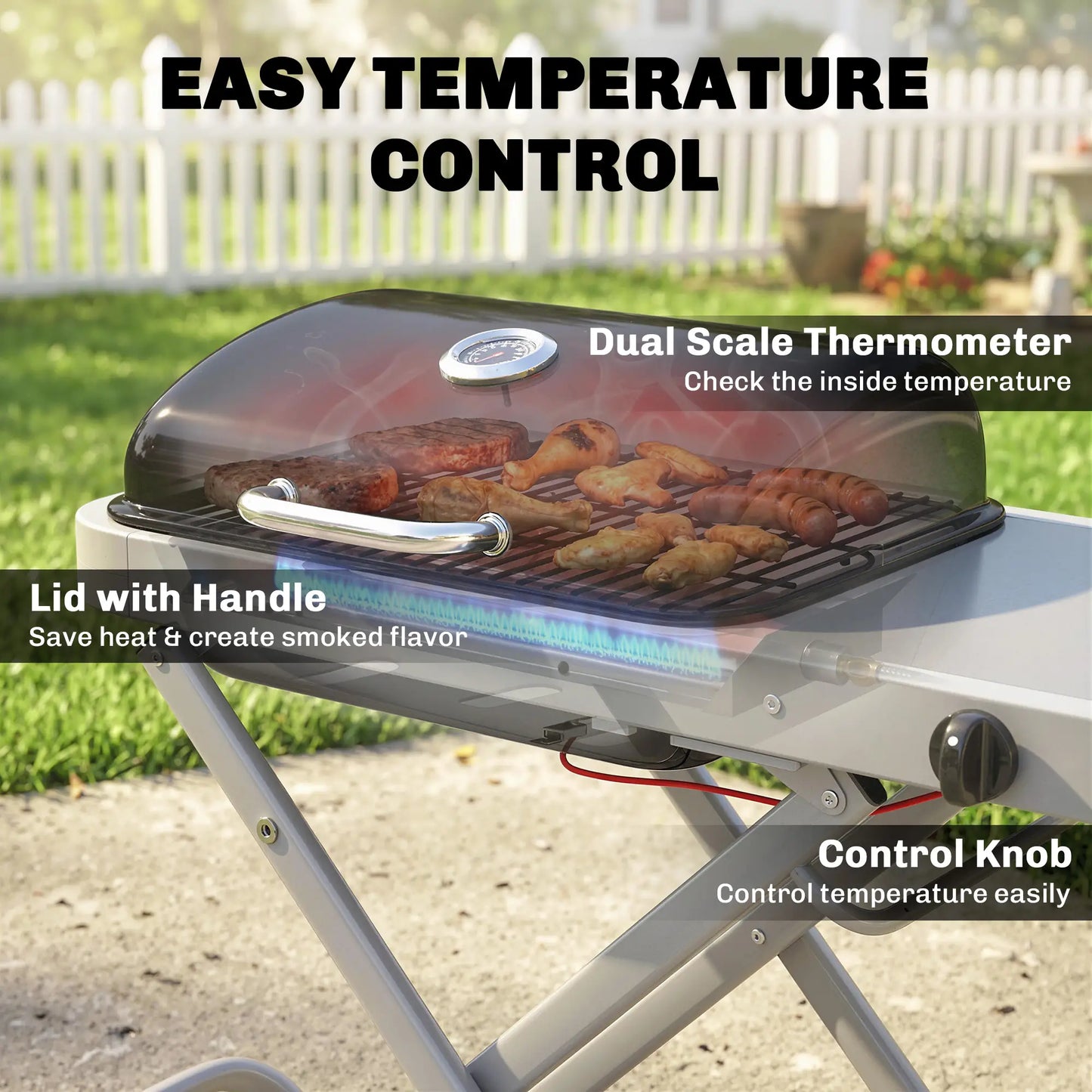 Portable Propane BBQ Grill, Foldable Cart, 9500 BTU, Black Propane Gas Grills at Gallery Canada