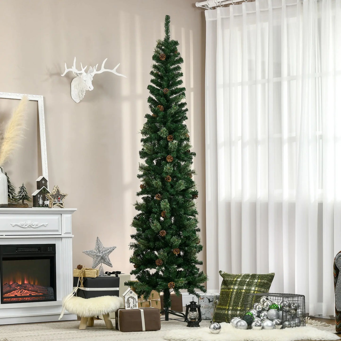 7.5ft Pencil Christmas Tree, Artificial, Pine Needles, Realistic Branches, Green Pencil Christmas Trees at Gallery Canada