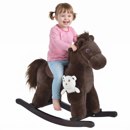 Kids Plush Ride-On Rocking Horse, Bear Toy, Realistic Sounds, Brown Rocking Horses Brown at Gallery Canada