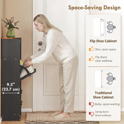 Shoe Cabinet With 2 Flip Drawers, Narrow, Black Shoe Storage Cabinets & Racks at Gallery Canada