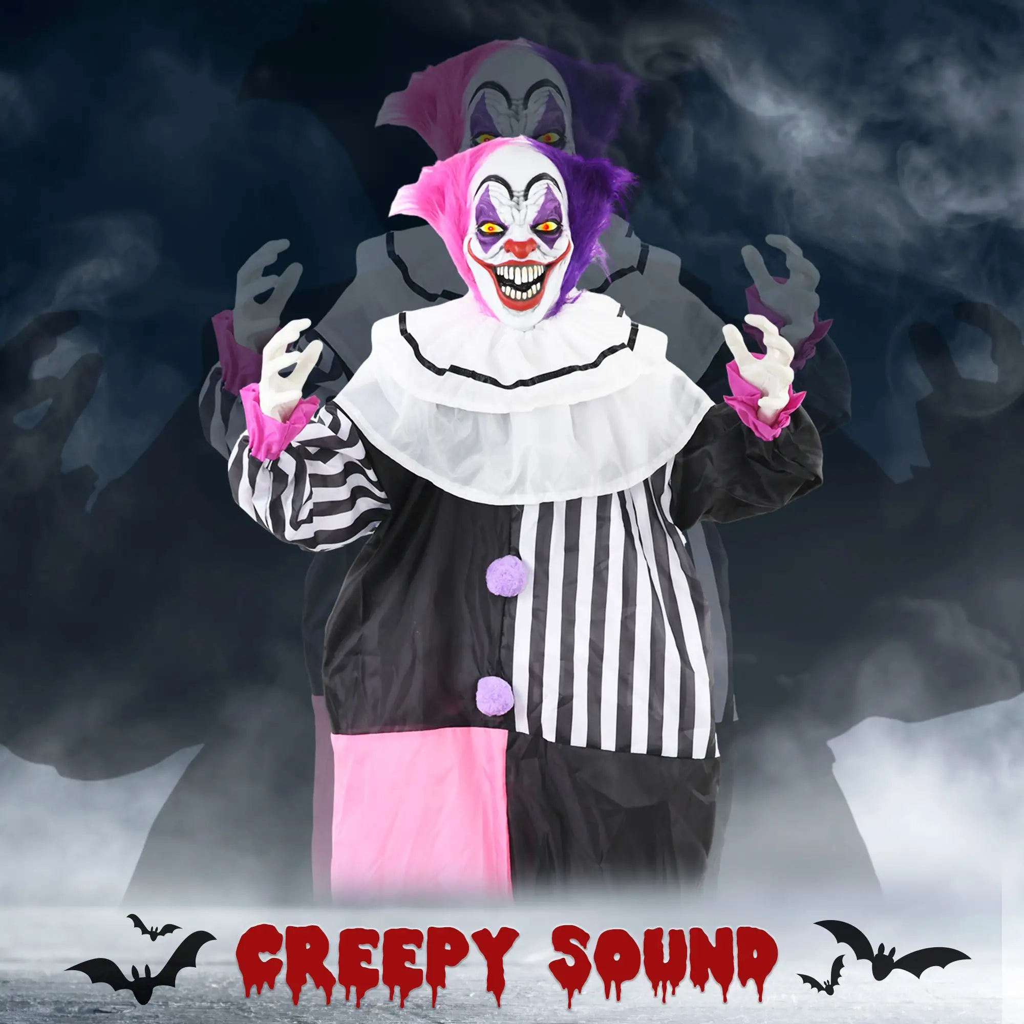 5.7Ft Animated Halloween Clown, Sound Activated, Light Up Eyes Halloween Decorations at Gallery Canada