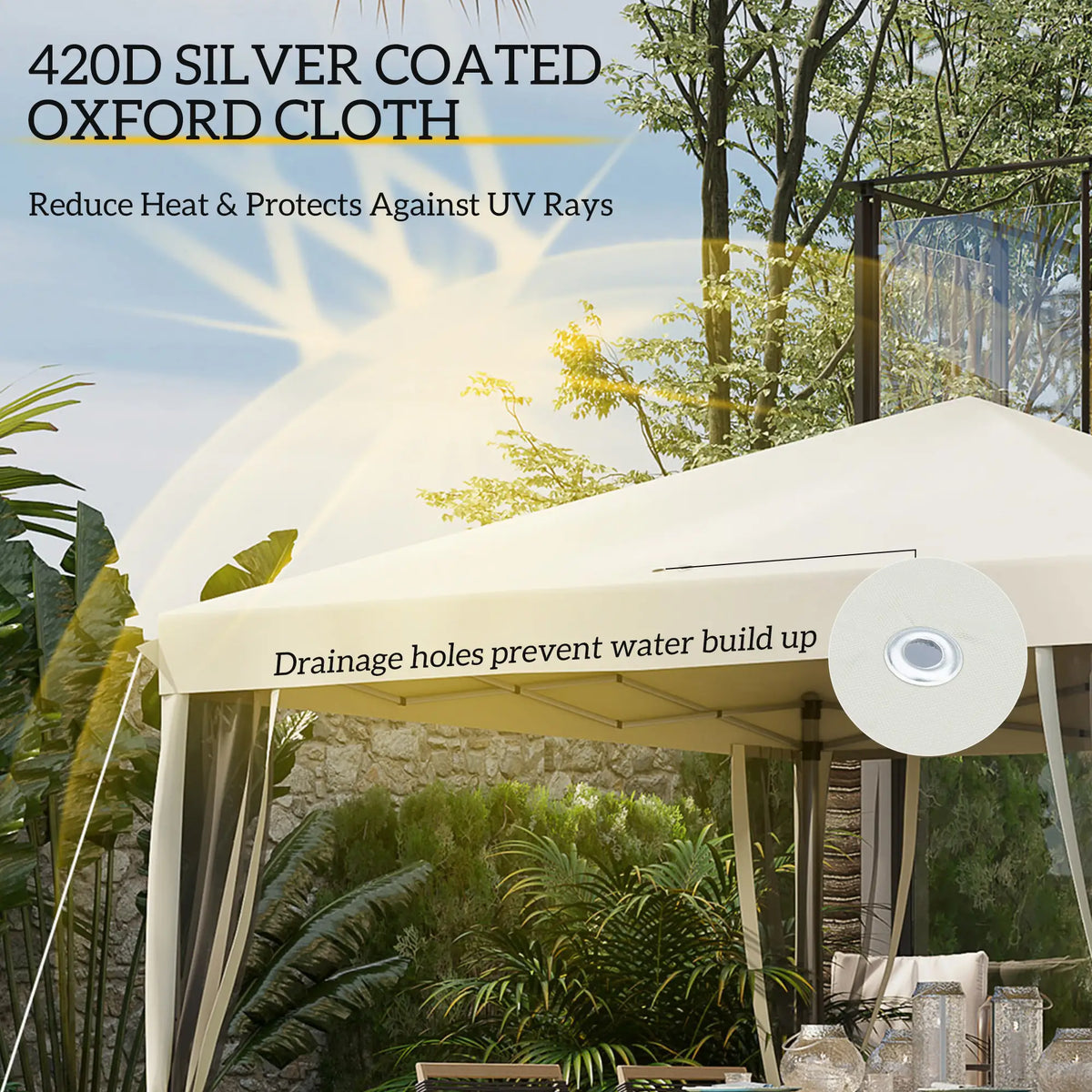 10' x 10' Pop Up Canopy Tent, Removable Mesh Sidewall, Carry Bag, Beige Pop Up Canopies at Gallery Canada