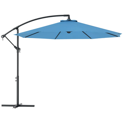 10' Blue Deluxe Patio Umbrella, Offset Sunshade With Crank, Blue Offset Cantilever Umbrellas at Gallery Canada
