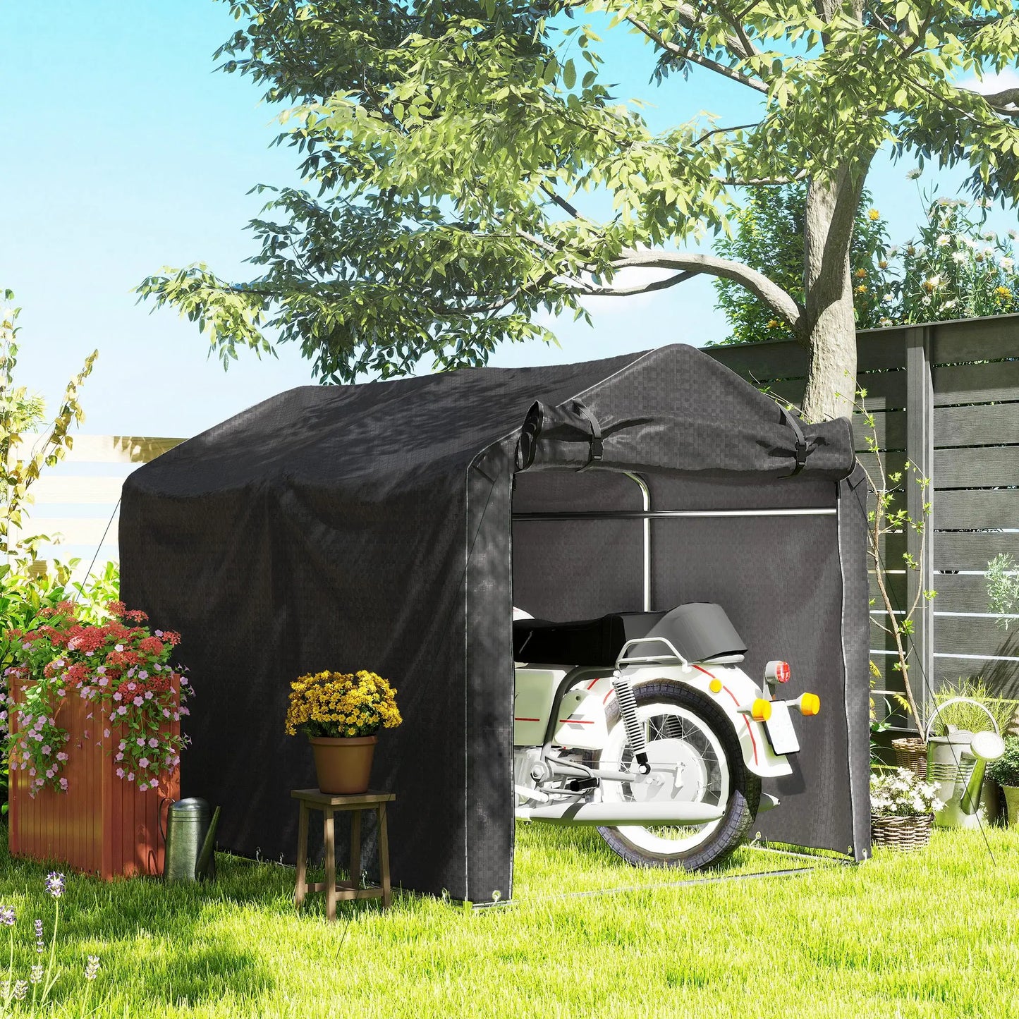 Outdoor Storage Shed, UV Resistant Bike Tent, Portable for Motorcycle, Black Portable Shed at Gallery Canada