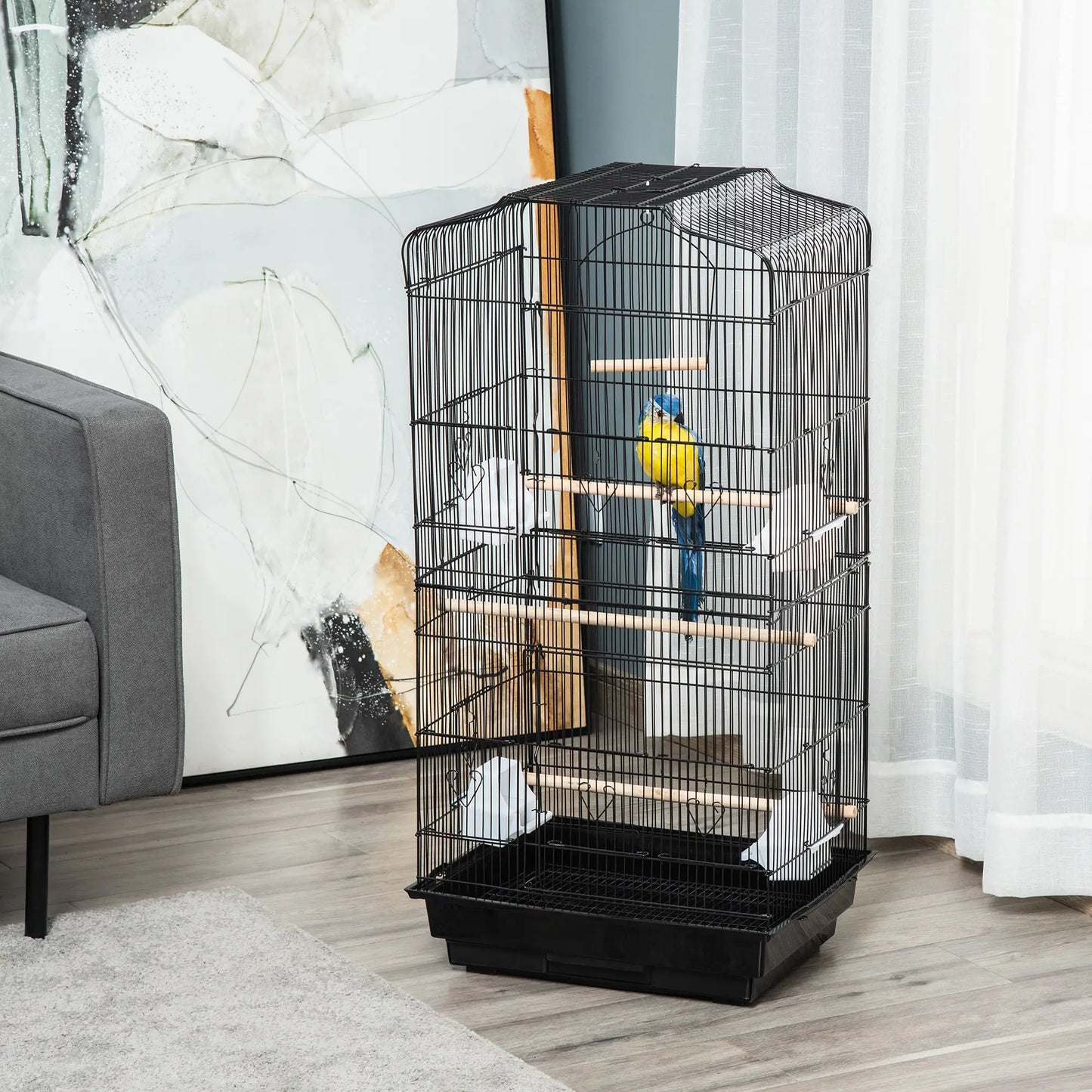 36" Bird Cage, Macaw Play House, Parrot Finch Flight Cage, Black Bird Cages at Gallery Canada