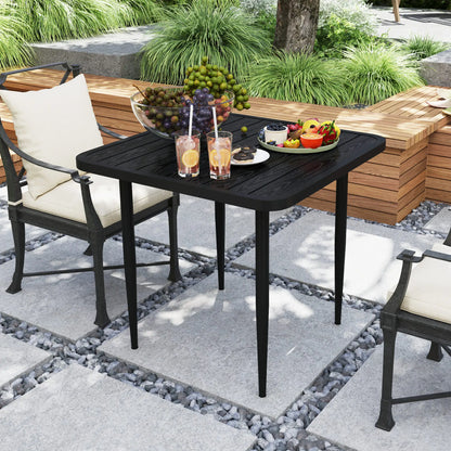 31.5" Metal Square Patio Dining Table for 4, Outdoor Garden, Black Patio Dinning Tables at Gallery Canada