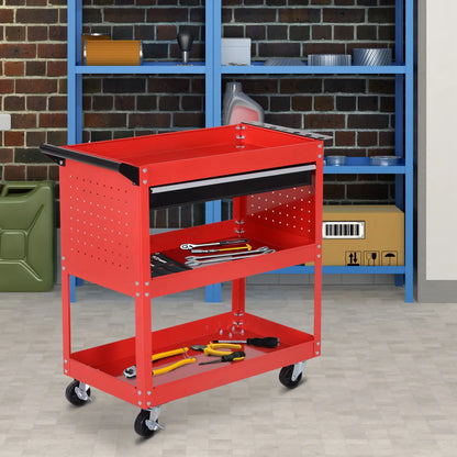 Tool Cart on Wheels, Ball Bearing Drawer, Storage Trays, Red Tool Organizers at Gallery Canada