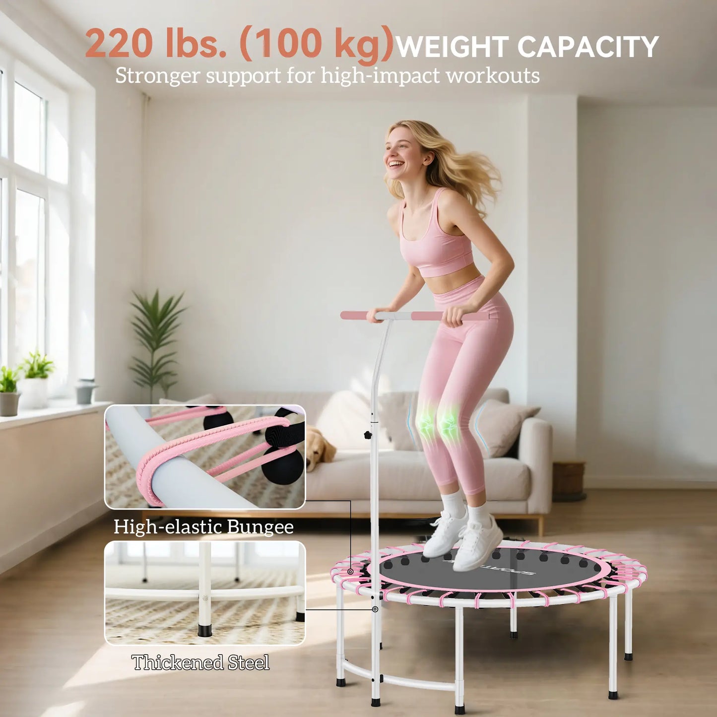 40" Foldable Bungee Rebounder Trampoline, Pink Trampolines at Gallery Canada