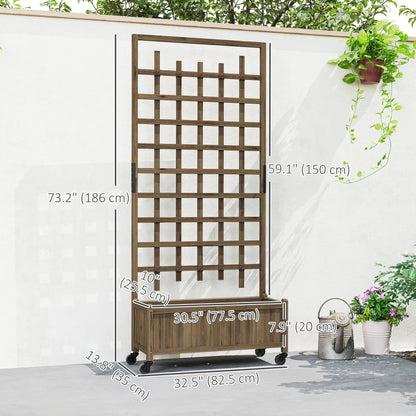 Wooden Planter With Trellis, Raised Garden Bed With Wheels, Brown Wooden Planter Boxes at Gallery Canada