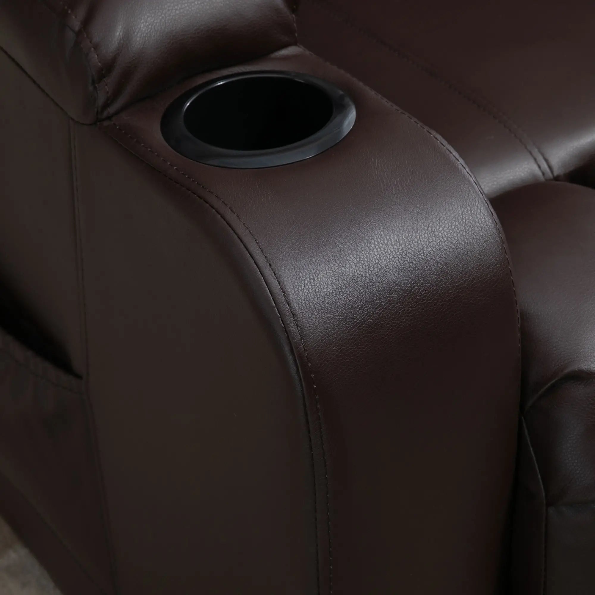 Electric Power Lift Chair, PU Leather Recliner Sofa with Footrest, Remote Control and Cup Holders, Brown Electric Power Lift Chairs at Gallery Canada