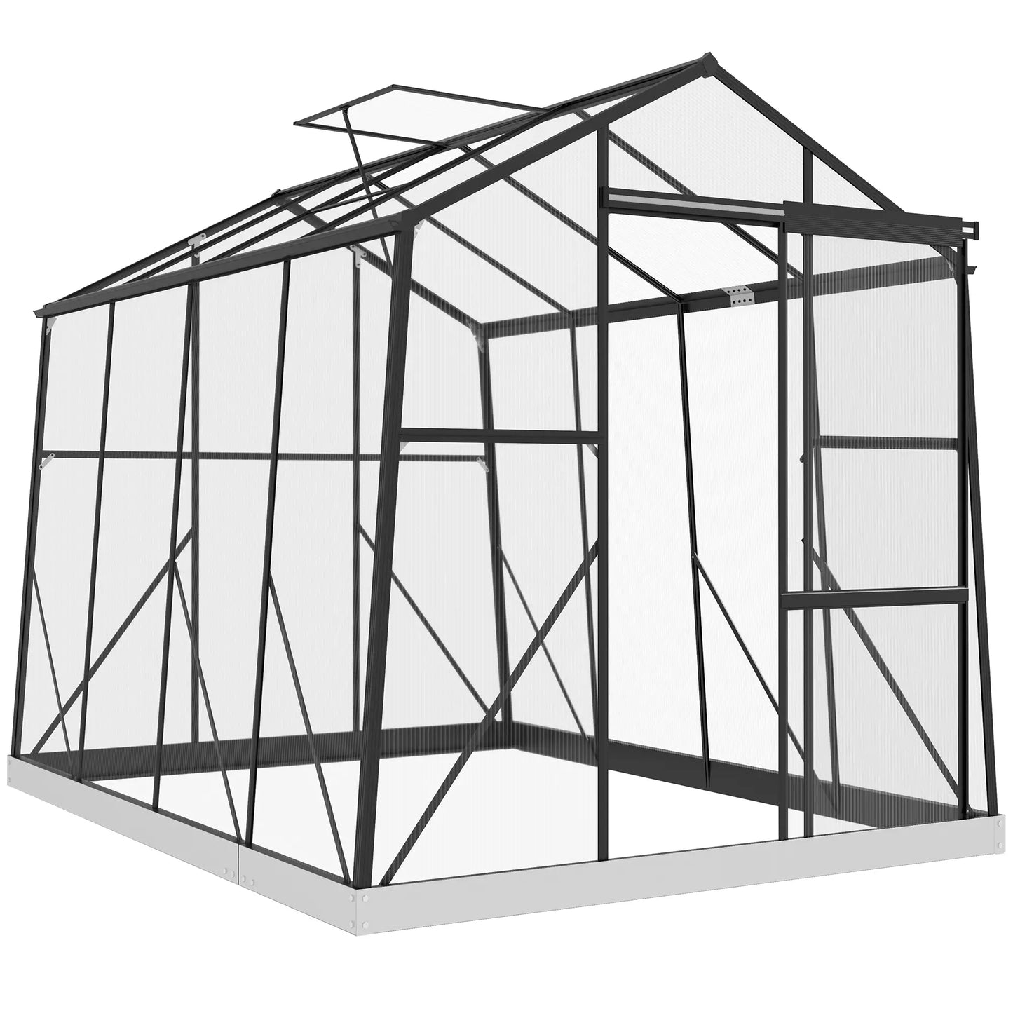 6' x 8' Polycarbonate Greenhouse, Aluminum, Sliding Door, 5-Level Roof Vent Walk In Greenhouses Black, Clear at Gallery Canada