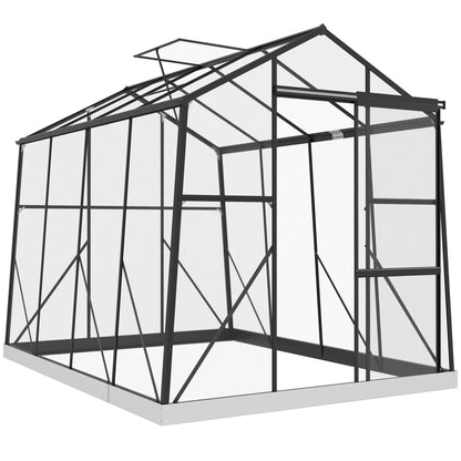 6' x 8' Polycarbonate Greenhouse, Aluminum, Sliding Door, 5-Level Roof Vent Walk In Greenhouses Black, Clear at Gallery Canada