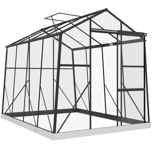 6' x 8' Polycarbonate Greenhouse, Aluminum, Sliding Door, 5-Level Roof Vent