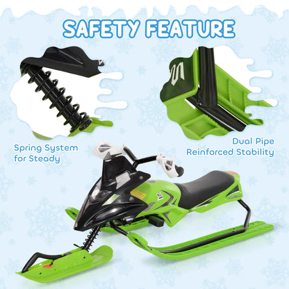 Kids Snow Sled with Padded Seat, Green Snow Scooters at Gallery Canada