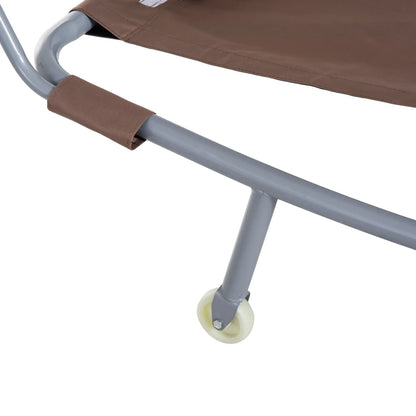 79" Outdoor Lounge Chair with Canopy, Double Chaise Lounger, Brown Lounger Chairs at Gallery Canada