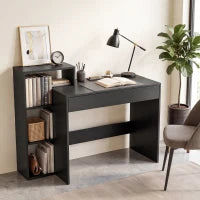 Computer Desk With Storage, 3 Open Shelves And Drawer, Black Computer Desks at Gallery Canada