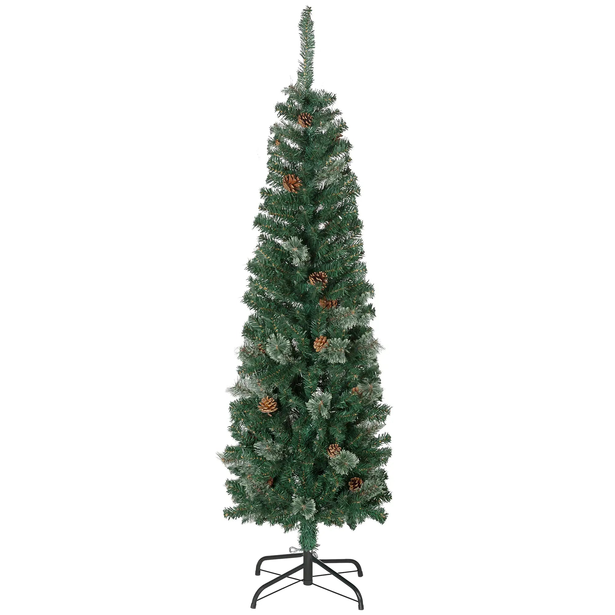 5ft Pencil Christmas Tree, Artificial with Pine Needles, Realistic Branches, Pine Cones, Green Pencil Christmas Trees at Gallery Canada