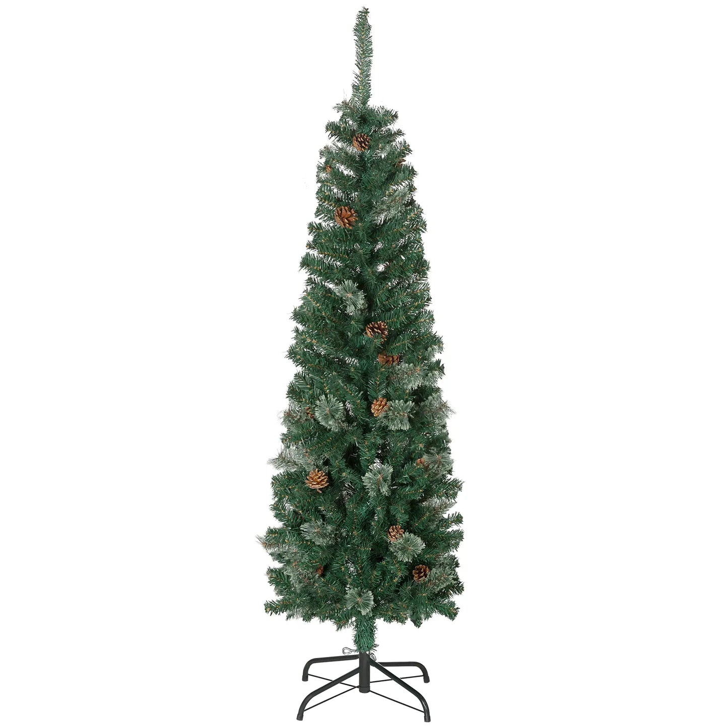5ft Pencil Christmas Tree, Artificial with Pine Needles, Realistic Branches, Pine Cones, Green Pencil Christmas Trees at Gallery Canada