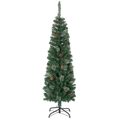 5ft Pencil Christmas Tree, Artificial with Pine Needles, Realistic Branches, Pine Cones, Green Pencil Christmas Trees at Gallery Canada