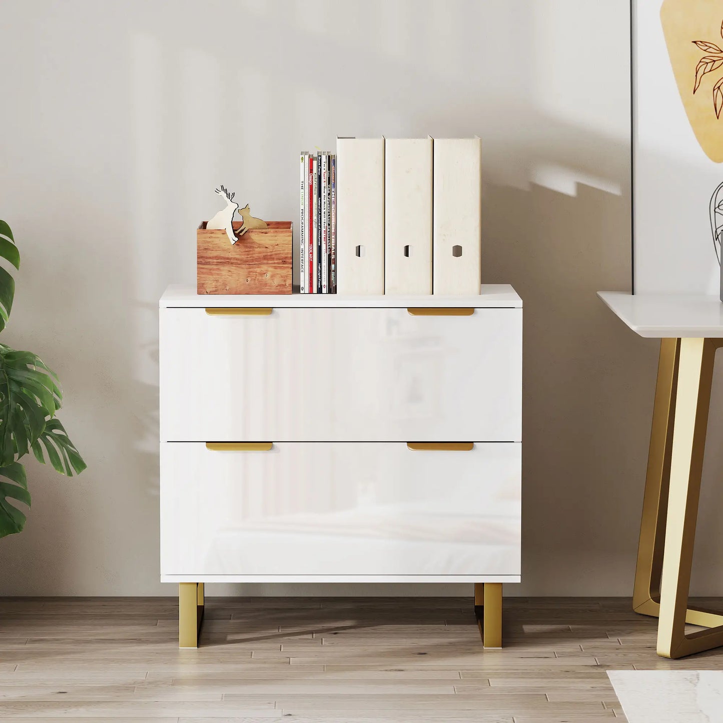 2 Drawer Lateral File Cabinet, Letter/A4/Legal Size, High Gloss White, White Office Cabinets & Cupboards at Gallery Canada