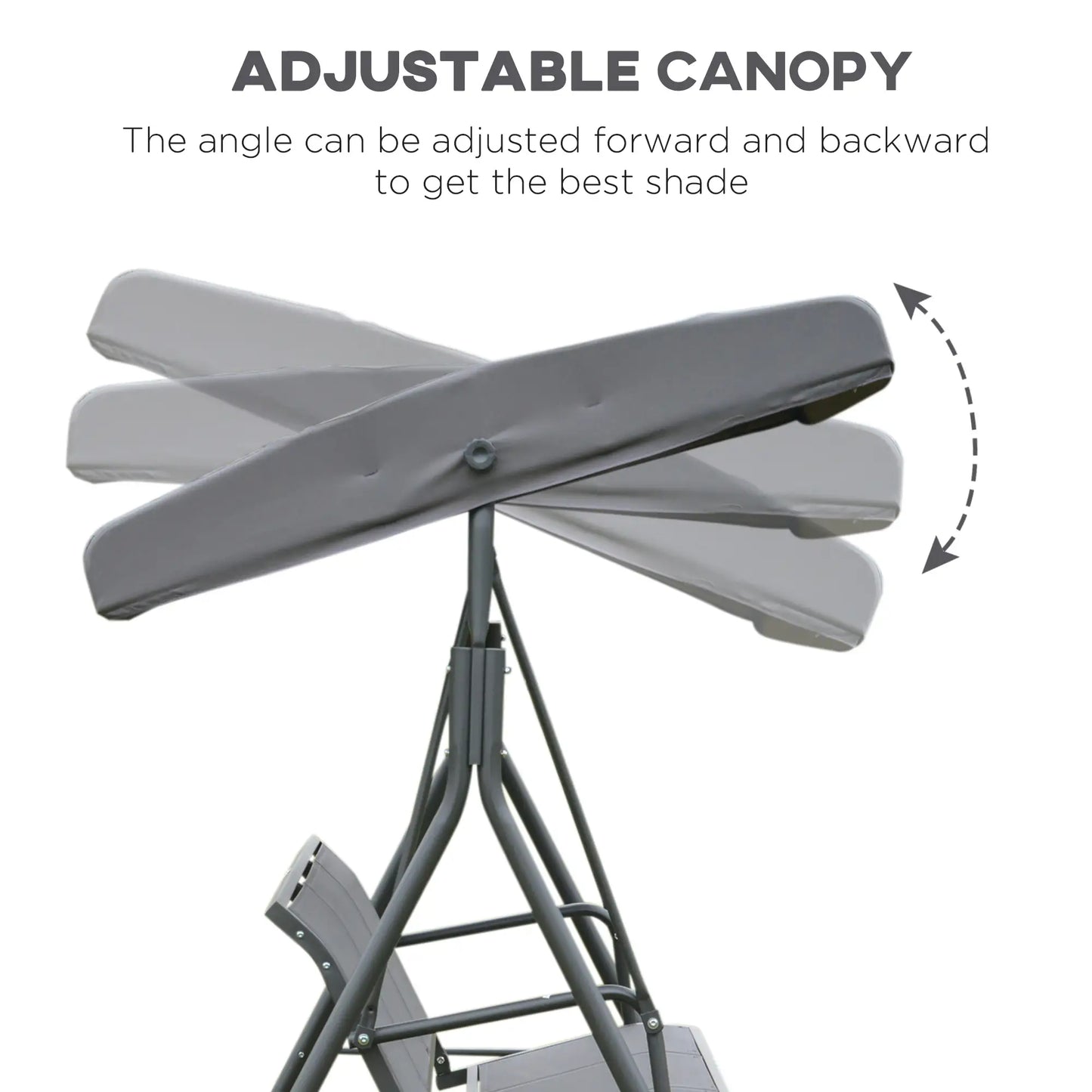 3-Seater Swing Chair, A-Frame Garden Hammock, Adjustable Canopy, Grey Patio Swings with Stand at Gallery Canada
