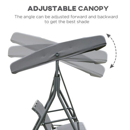 3-Seater Swing Chair, A-Frame Garden Hammock, Adjustable Canopy, Grey Patio Swings with Stand at Gallery Canada