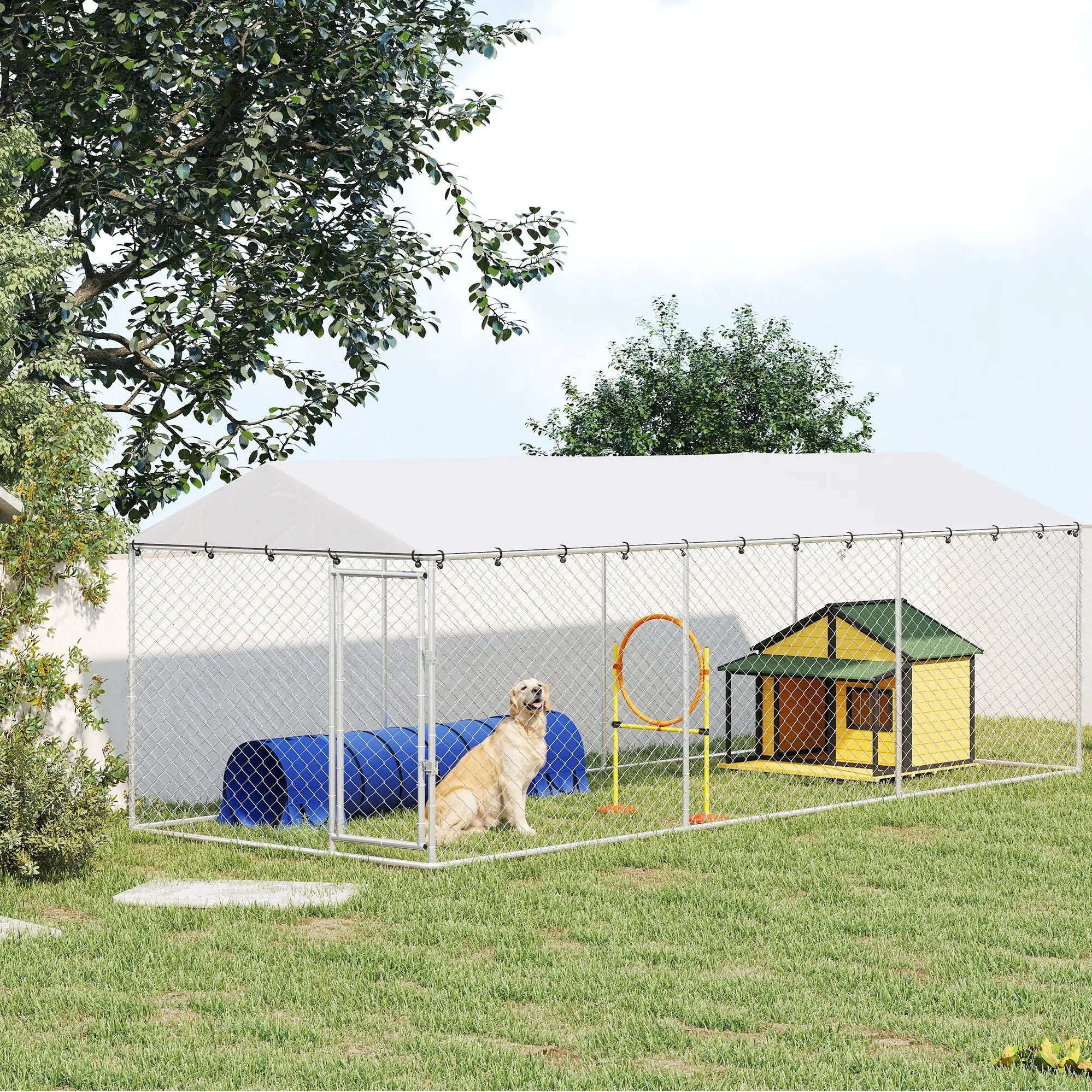20' X 7.5' X 6.5' Dog Kennel Outdoor, Waterproof Cover, Silver Dog Kennels at Gallery Canada