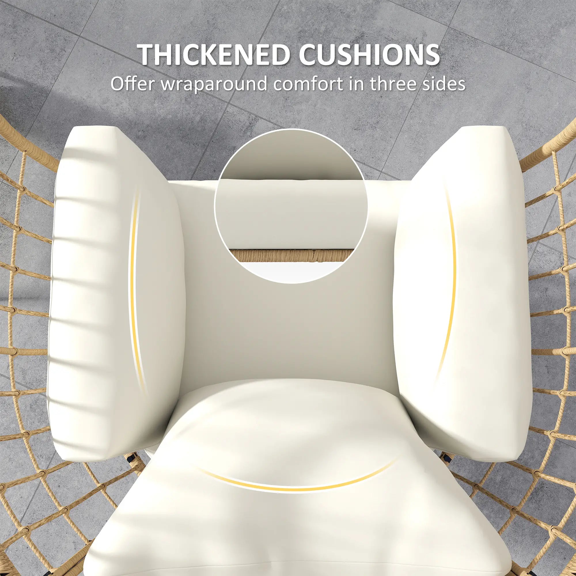 Oversized Rocking Chair, Indoor Outdoor Egg Chair, Thickened Cushions, Wicker Patio Lounger, Beige Outdoor Rocking Chairs at Gallery Canada