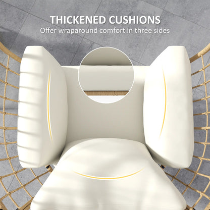 Oversized Rocking Chair, Indoor Outdoor Egg Chair, Thickened Cushions, Wicker Patio Lounger, Beige Outdoor Rocking Chairs at Gallery Canada