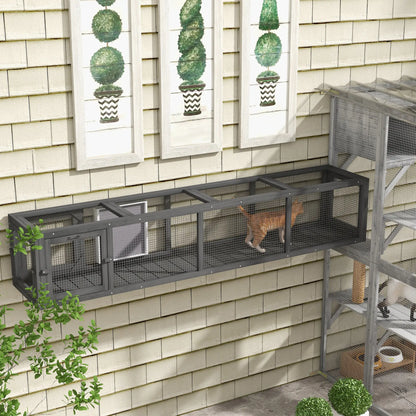 79" Long Cat Tunnel, L-Shape Extendable Design, Indoor Outdoor, Lead Grey Outdoor Cat Enclosures at Gallery Canada