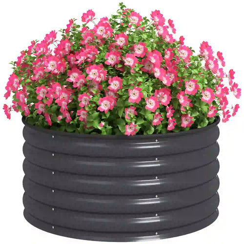 Galvanized Raised Flower Bed, 3x3x1.5 ft, Dark Grey