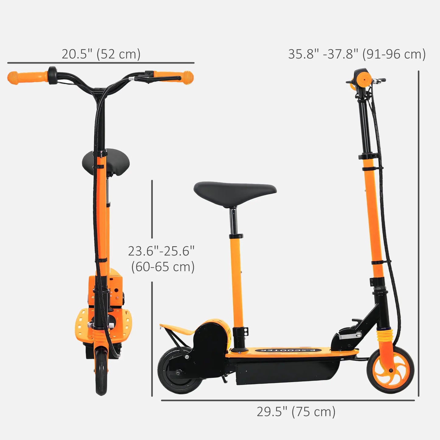 Foldable Electric Scooter for Kids, Seat, 2 Heights, 6km Range, 12km/h, Orange Scooters at Gallery Canada